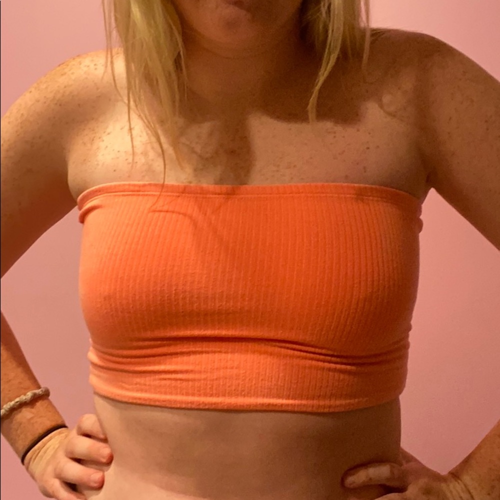 neon orange/pink LF cropped top